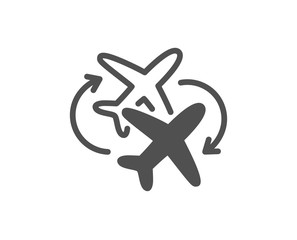Connecting flight icon. Change airplane sign. Airport symbol. Classic flat style. Quality design element. Simple connecting flight icon. Vector