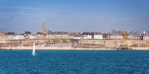 Panoramic seaside view of Saint Malo, Brittany, France