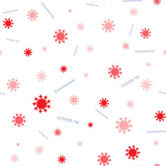 Seamless pattern with coronavirus cell symbol. Corona virus disease covid-19 sign. Vector illustration. Isolated on white background..