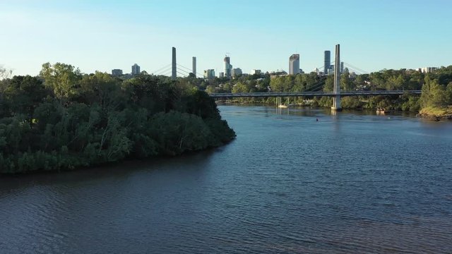 Aerial view of Brisbane River, Brisbane, Queensland, Australia