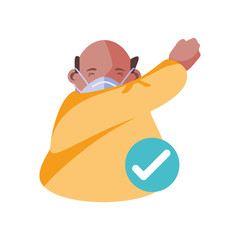 old man with face mask, coronavirus prevention