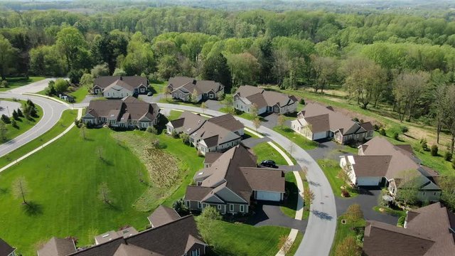 Aerial Of New Housing Development, Retirement Community In Pennsylvania United States, USA, Senior Citizen Independent Living, Happily Retired