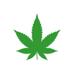 Green Marijuana Leaf Icon. Vector Illustration