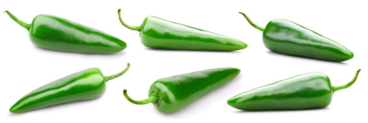 Green chili pepper isolated on a white background
