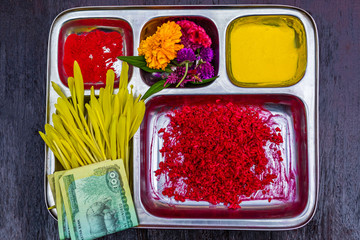 Tika and Jamara Plate for  Dashain Festival
