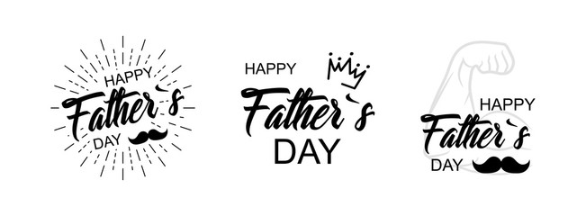 Father’s Day Calligraphy greeting cards set. Vector illustration with hand draw lettering. Vector