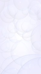 Abstract white background. Backdrop with light transparent bubbles. Vertical orientation. 3D illustration