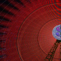 Abstract neon lights on a wonder wheel