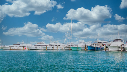 Fototapeta na wymiar Yachts on Blue in Key West Marina