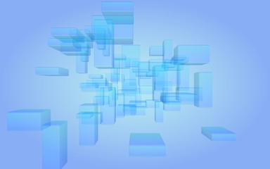 Blue and purple abstract digital and technology background. The pattern with repeating rectangles. 3D illustration