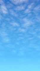 Blue sky background with white clouds. Cumulus white clouds in the clear blue sky in the morning. 3D illustration