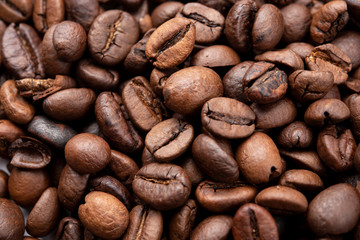 Close up roasted coffee beans