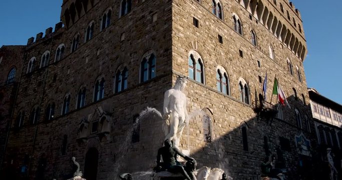 The Fountain of Neptune at mid-day in Florence Italy