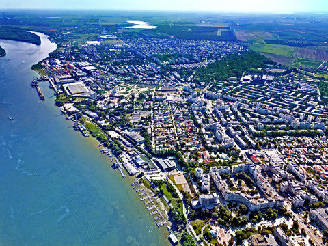 Beautiful Aerial View Of Braila City And Danube River