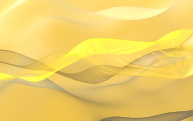 Abstract gold background. Beautiful backdrop with yellow waves. 3d illustration.