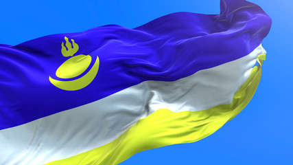 Buryatia flag - 3D realistic waving flag background