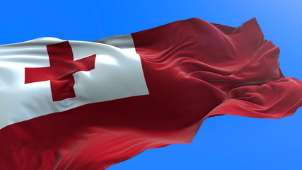 Tonga flag - 3D realistic waving flag background