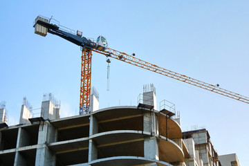 Concrete building under construction. Construction site.