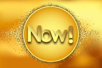 Now in golden circle stars and yellow background - obrazy, fototapety, plakaty