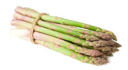 Fresh green asparagus isolated on white background