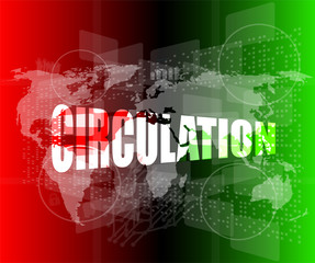 circulation word on business digital touch screen