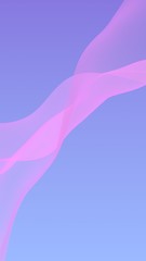 Pink wave on blue sky abstract background. Fluttering pink scarf. Waving on wind pink fabric. Vertical orientation. 3D illustration