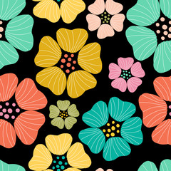 Seamless pattern with flowers for print, fabric or wallpaper