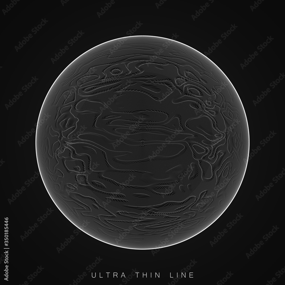 Aufkleber ultra thin line fluid geometry. dynamic vector distorted spheres. digital fractal 3d swirl. futurist