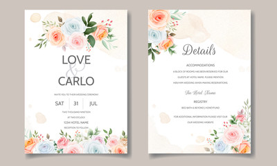 Fototapeta na wymiar Wedding invitation with beautiful and elegant floral