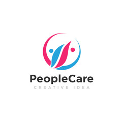 People Care Logo Design Vector
