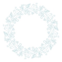 
Cute wreath with blue leaves. Hand-painted and isolated on 

white background for your creative design. 

