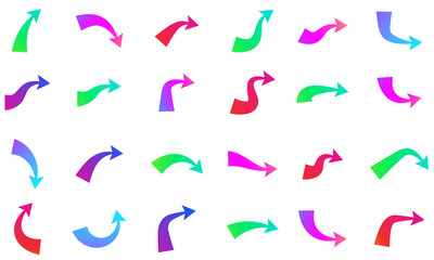 Set of different isolated multicolored arrows.