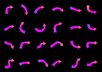 Set of isolated pink gradient arrows.
