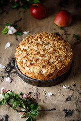 Homemade apple pie. Spring recipe of pie