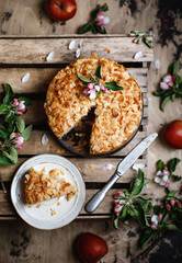 Homemade apple pie. Spring recipe of pie