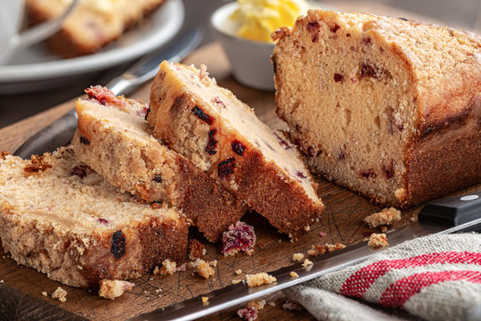 Sliced Cranberry Orange Loaf Cake