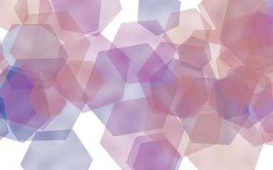 Gray translucent hexagons on white background. Gray tones. 3D illustration