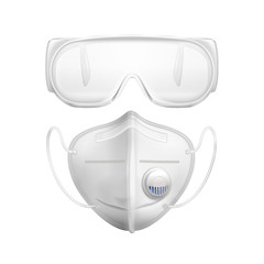 Individual Protective Medial Mask Glasses Realistic Icon Set