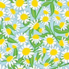 Floral seamless pattern with beautiful flowers, hand-drawing. Vector illustration.
