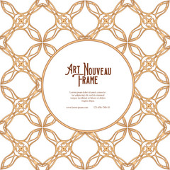 Label, decorative frame, border. Tamplate good for product label with place for text. Colored vector illustration in art nouveau style, vintage, old, retro style in natural wood colors.