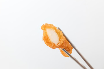 Fried squid on white background