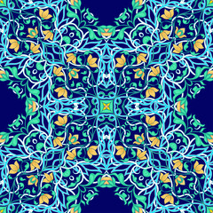 Arabic floral seamless pattern. Traditional arabic islamic background. Mosque decoration element. Vector illustration.