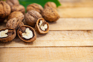 Walnuts and leaves