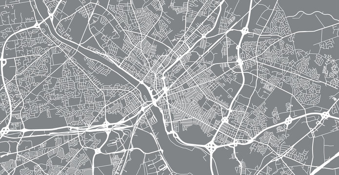 Urban Vector City Map Of Trenton, USA. New Jersey State Capital