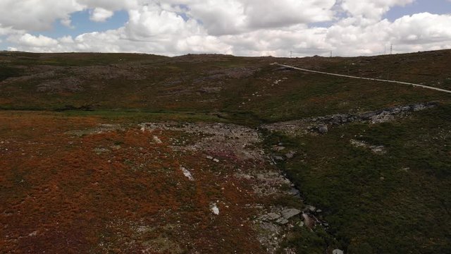 Flying above a small field