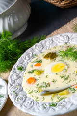Dill soup with egg and fresh dill