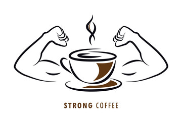 strong coffee with muscular arms vector illustration EPS10