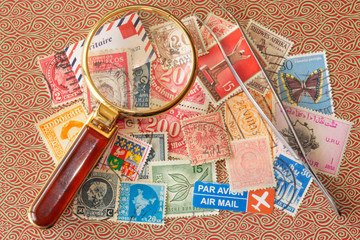 Different material for use in collecting postal stamps (Philately).