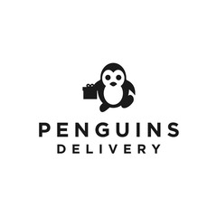 penguin delivery logo / gift delivery vector