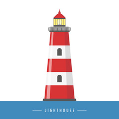 red and white lighthouse isolated vector illustration EPS10